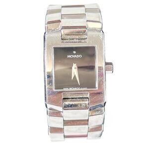 Movado Eliro Square Ladies Watch 21mm Stainless Steel Black Dial 84‑A1‑1431